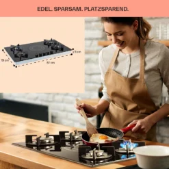 MultiChef 5 Kombi-Gaskochfeld Gas/Glaskeramik 5 Zonen -Küchenzubehör Verkaufsgeschäft 10036338 de 0006 usp