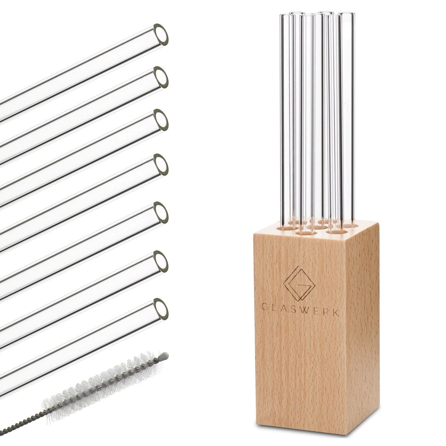Glaswerk Salizzada Glasstrohhalme 7 Stück 0,8 X 20 Cm (ØxH) Holzhalterung Bürste 1 Glaswerk Salizzada Glasstrohhalme 7 Stück 0,8 X 20 Cm (ØxH) Holzhalterung Bürste