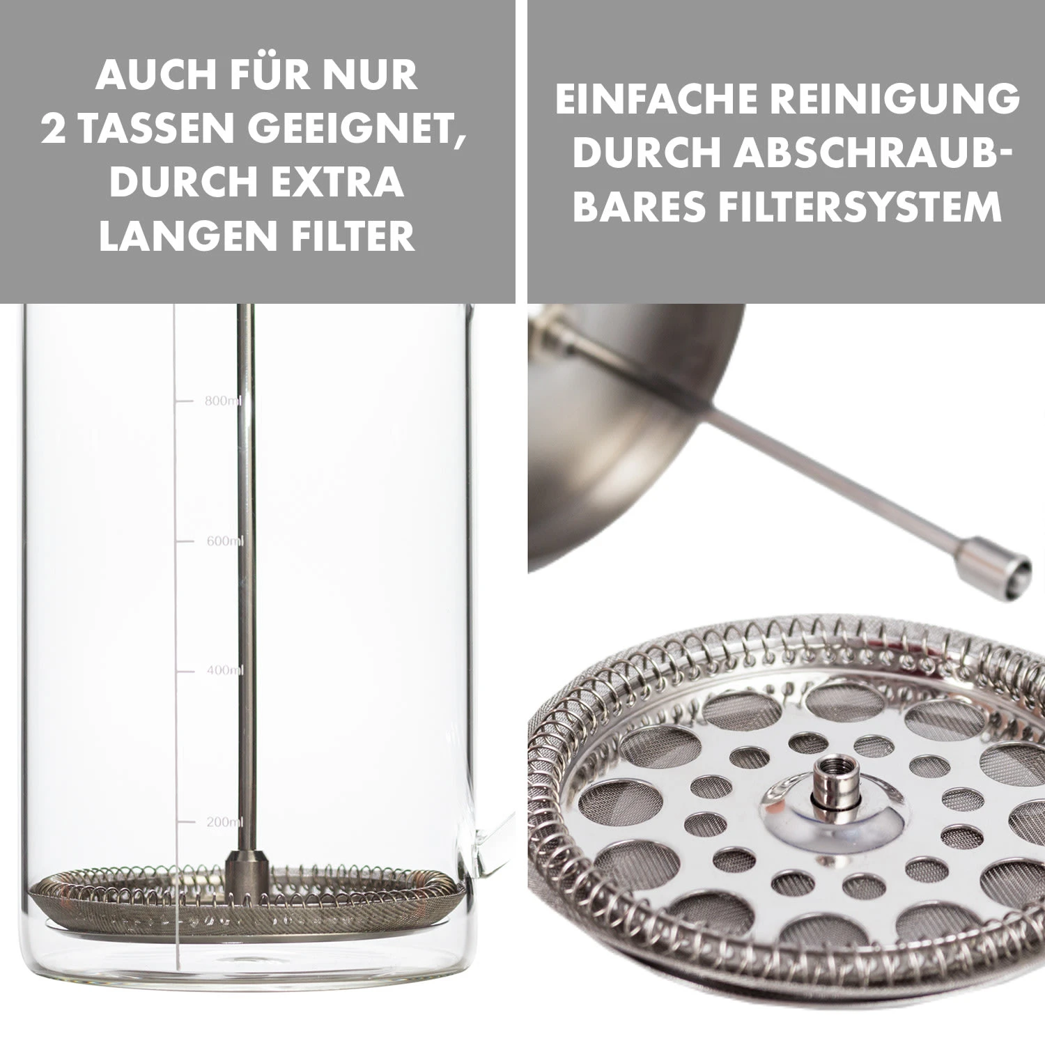 Glaswerk Ristretto French Press 1 Liter Borosilikatglas Edelstahl Walnussholz 6 Glaswerk Ristretto French Press 1 Liter Borosilikatglas Edelstahl Walnussholz – Bild 6