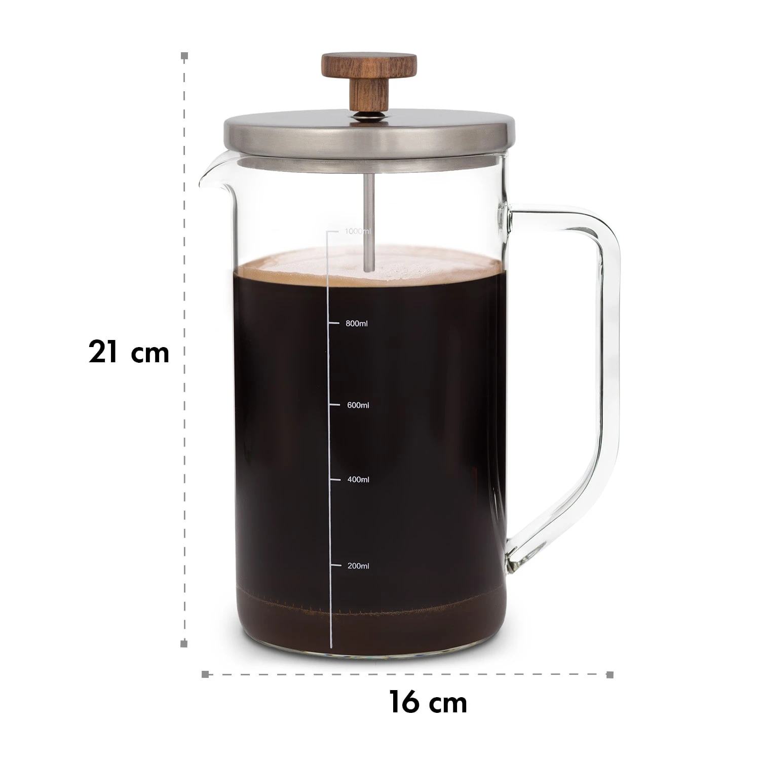 Glaswerk Ristretto French Press 1 Liter Borosilikatglas Edelstahl Walnussholz 8 Glaswerk Ristretto French Press 1 Liter Borosilikatglas Edelstahl Walnussholz – Bild 8