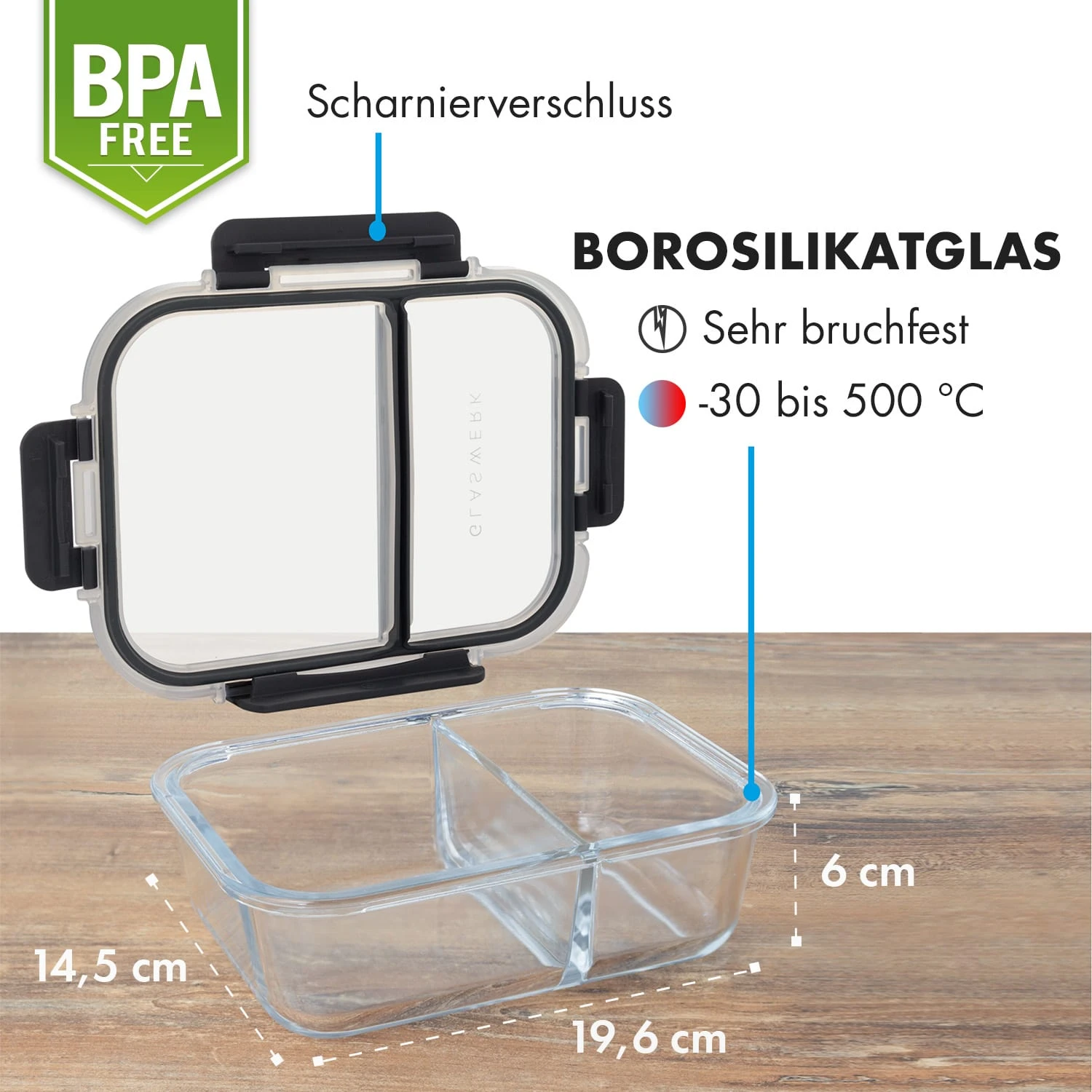 Glaswerk Jardine Frischhaltedosen 3er Set 2 Kammern 1040 Ml Borosilikatglas Deckel 7 Glaswerk Jardine Frischhaltedosen 3er Set 2 Kammern 1040 Ml Borosilikatglas Deckel – Bild 7