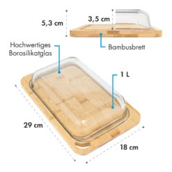 Glaswerk Hermatige Aufschnittbox Mit Glasdeckel Borosilikatglas Bambus Schneidebrett -Küchenzubehör Verkaufsgeschäft 10036378 de 0007 logo