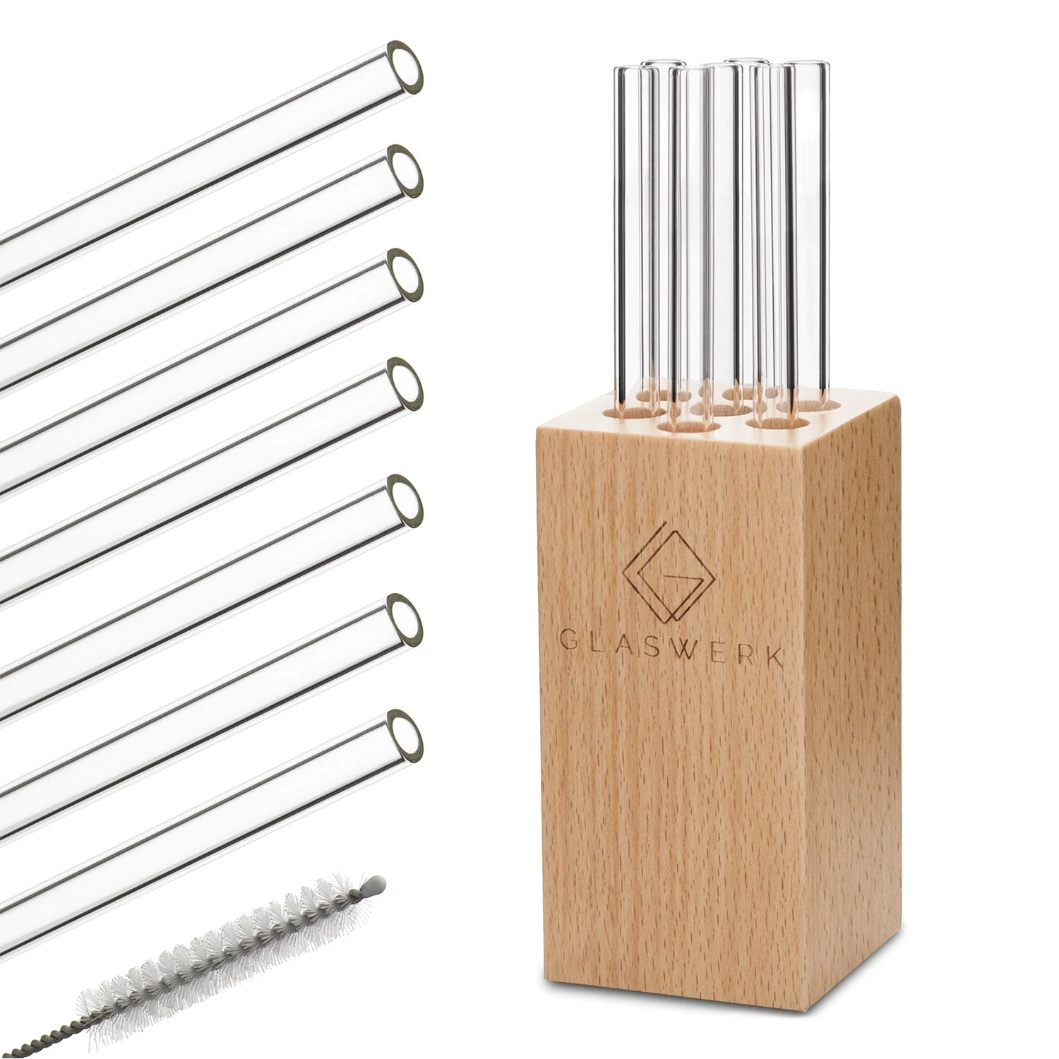 Glaswerk Frezzeria Glasstrohhalme 7 Stück 0,8 X 15 Cm (ØxH) Holzhalterung Bürste 1 Glaswerk Frezzeria Glasstrohhalme 7 Stück 0,8 X 15 Cm (ØxH) Holzhalterung Bürste