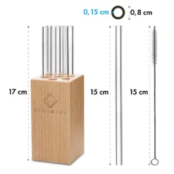 Glaswerk Frezzeria Glasstrohhalme 7 Stück 0,8 X 15 Cm (ØxH) Holzhalterung Bürste 11 Glaswerk Frezzeria Glasstrohhalme 7 Stück 0,8 X 15 Cm (ØxH) Holzhalterung Bürste -Küchenzubehör Verkaufsgeschäft 10036379 yy 0006 logo