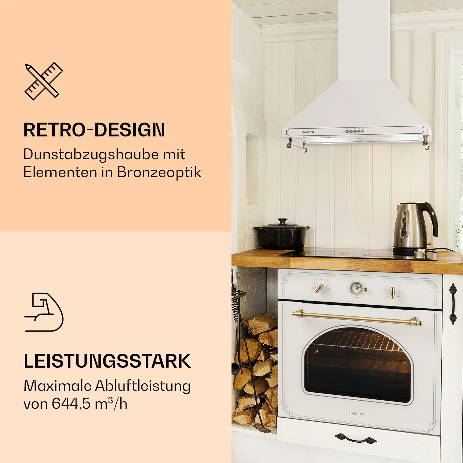 Victoria Dunstabzugshaube 60cm Retro-Design 644,5m³/h 2 LED-Lampen 3 Victoria Dunstabzugshaube 60cm Retro-Design 644,5m³/h 2 LED-Lampen – Bild 3