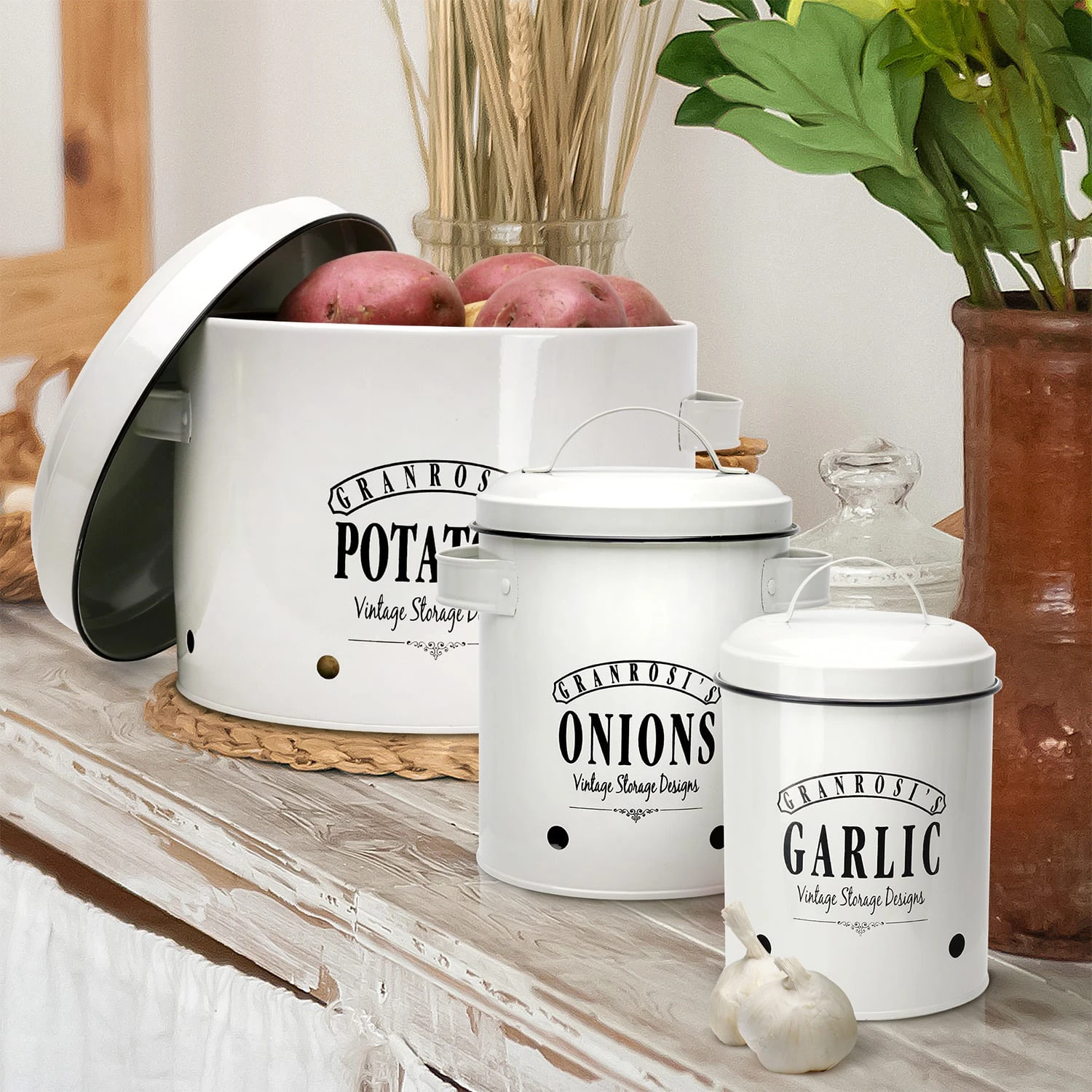 Georgia Vorratsbehälter 3er-Set Emaille-Stahlblech Vintage Rostfrei 4 Georgia Vorratsbehälter 3er-Set Emaille-Stahlblech Vintage Rostfrei – Bild 4