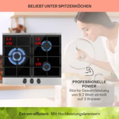 Alchemist 3 Gaskochfeld 3-flammig Aluminium-Brenner Glaskeramik -Küchenzubehör Verkaufsgeschäft 10037804 de 0003 usp