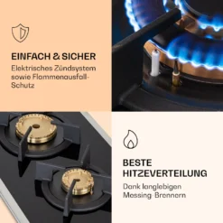 Goldflame Domino Prime Gaskochfeld 2-flammig Messing-Brenner Glaskeramik -Küchenzubehör Verkaufsgeschäft 10037806 de 0005 logo
