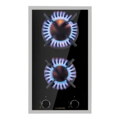 Goldflame Domino Prime Gaskochfeld 2-flammig Messing-Brenner Glaskeramik