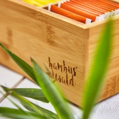 Teebox 10 Fächer 150 Teebeutel Kunststoff-Sichtfenster Bambus -Küchenzubehör Verkaufsgeschäft 10038029 yy 0006 logo