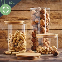 Eckiges Glas Mit Bambusdeckel Luftdicht Silikonring 10 X 25 X 10 Cm -Küchenzubehör Verkaufsgeschäft 10038076 yy 0004 logo