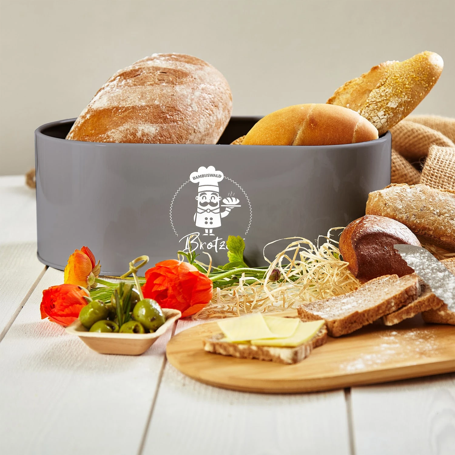 Rök Brotbox Metallblech Bambusdeckel 33,5 X 13 X 18 Cm (BxHxT) Oval 2 Rök Brotbox Metallblech Bambusdeckel 33,5 X 13 X 18 Cm (BxHxT) Oval – Bild 2