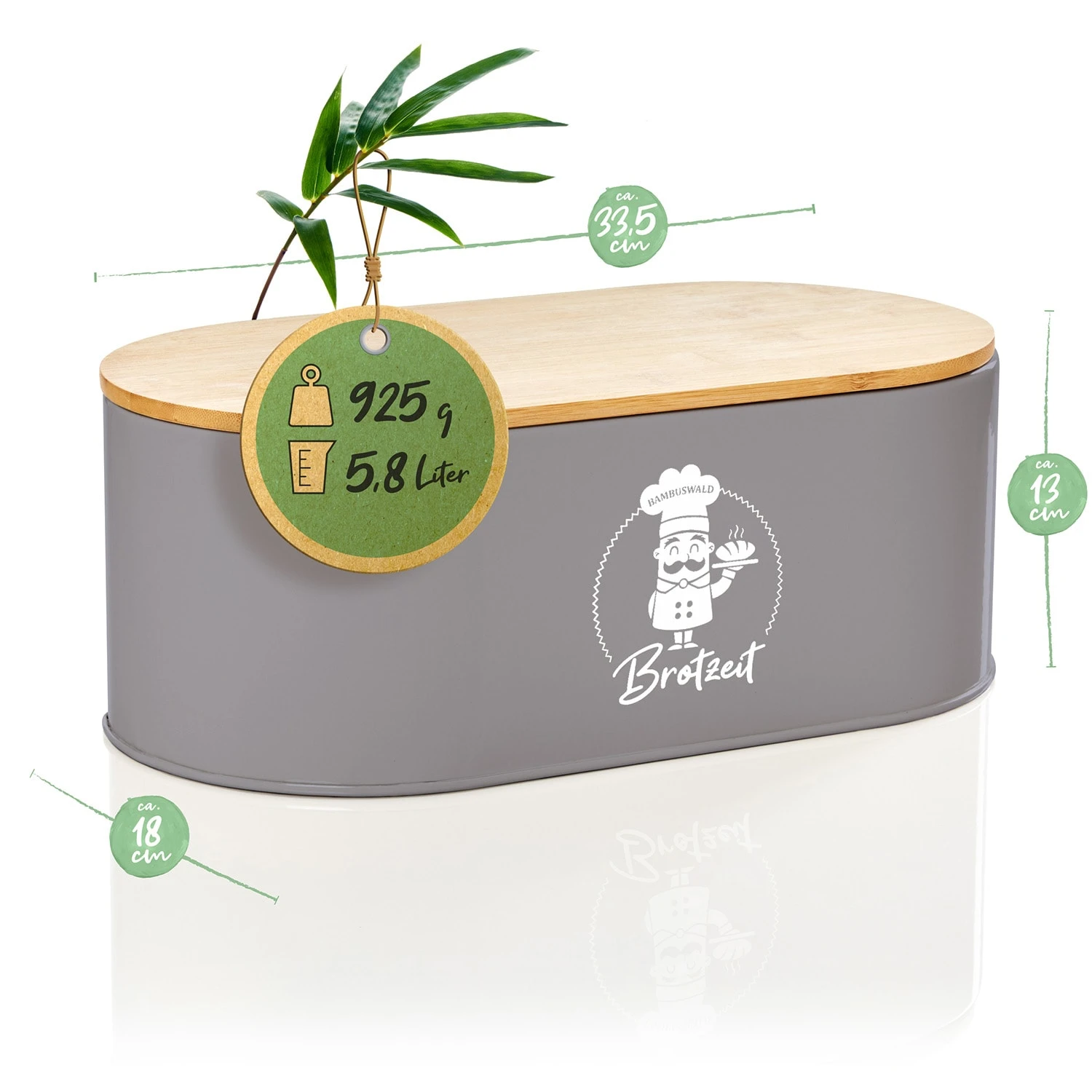 Rök Brotbox Metallblech Bambusdeckel 33,5 X 13 X 18 Cm (BxHxT) Oval 7 Rök Brotbox Metallblech Bambusdeckel 33,5 X 13 X 18 Cm (BxHxT) Oval – Bild 7