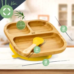 Kindergeschirr Bambusteller & Löffel 250 Ml Saugnapf 18 X 18 Cm -Küchenzubehör Verkaufsgeschäft 10038162 yy 0007 logo