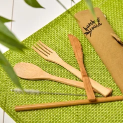Reisebesteck In Brauner Tasche 5-teilig Zusammenrollbar Bambus -Küchenzubehör Verkaufsgeschäft 10038194 yy 0005 logo