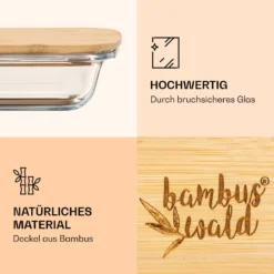 Aufschnittbox Mit Deckel 1,6 Liter 2er Set Glas Bambus Hitzebeständig -Küchenzubehör Verkaufsgeschäft 10038231 de 0003 logo