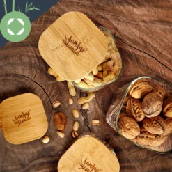 Eckiges Glas Mit Bambusdeckel Luftdicht Mit Silikonring 10x10x10 Cm 3x 700 Ml -Küchenzubehör Verkaufsgeschäft 10038258 yy 0005 logo