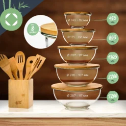 Salatschüssel 465 Ml Bambusdeckel Verschließbar BPA-frei Größe XS -Küchenzubehör Verkaufsgeschäft 10038273 yy 0008 logo