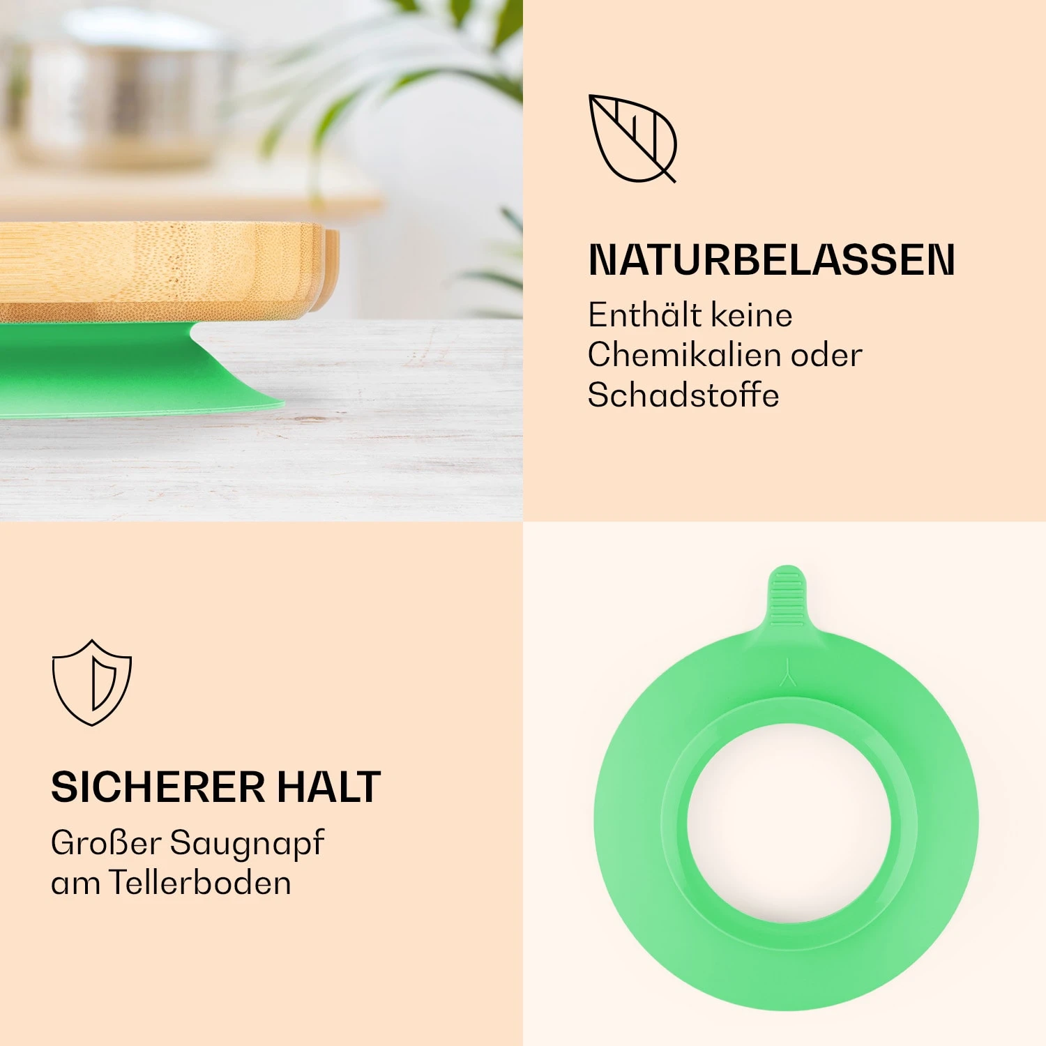 Kindergeschirr Bambusteller & Löffel 250 Ml Inkl. Saugnapf 18 X 18 Cm 3 Kindergeschirr Bambusteller & Löffel 250 Ml Inkl. Saugnapf 18 X 18 Cm – Bild 3