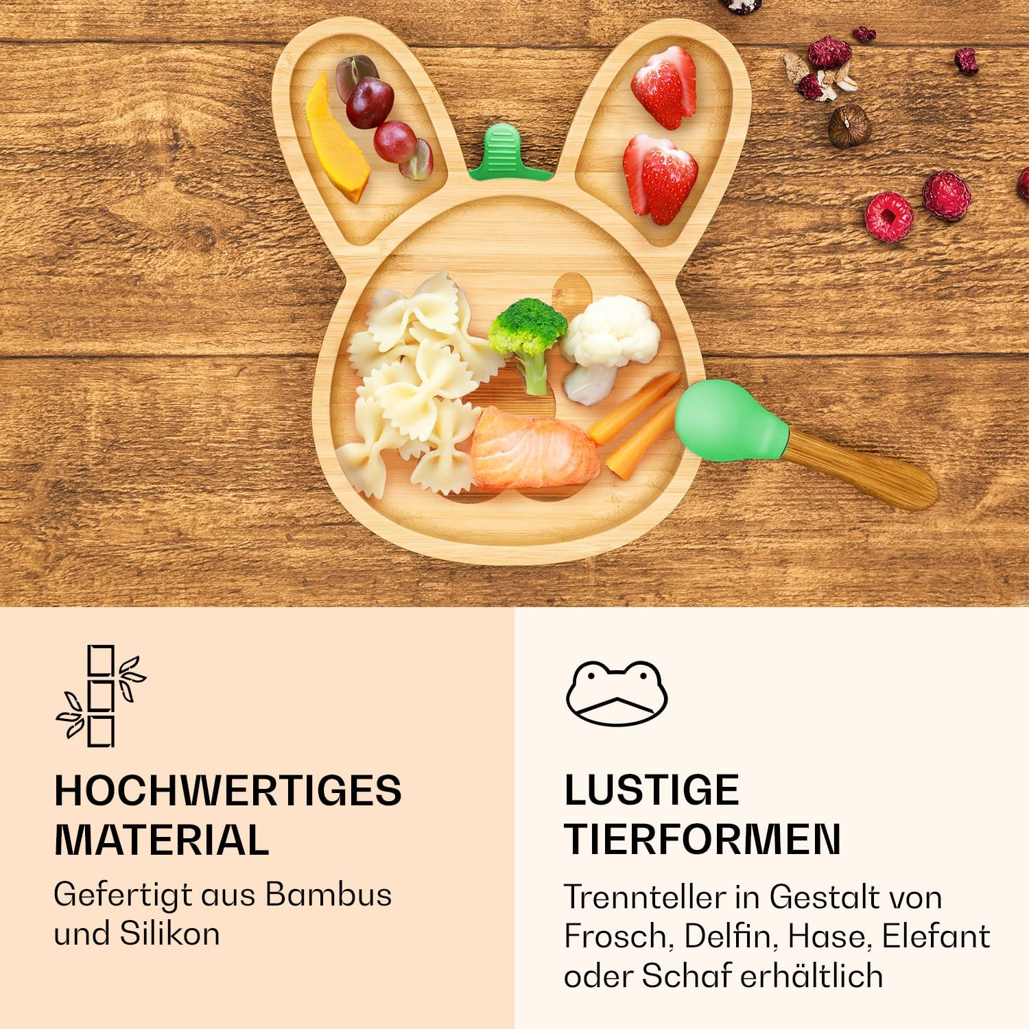 Kindergeschirr Bambusteller & Löffel 250 Ml Inkl. Saugnapf 18 X 18 Cm 4 Kindergeschirr Bambusteller & Löffel 250 Ml Inkl. Saugnapf 18 X 18 Cm – Bild 4