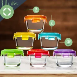 Babygläser 6er-Set Bunte Deckel Luftdichter Verschluss Geschmacksecht -Küchenzubehör Verkaufsgeschäft 10038298 yy 0008 logo