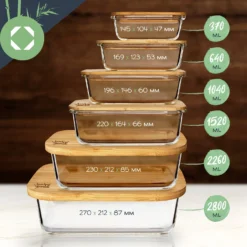 Glasbox Mit Bambusdeckel 2800 Ml Luftdicht Plastikfreie Aufbewahrung -Küchenzubehör Verkaufsgeschäft 10038314 yy 0007 logo