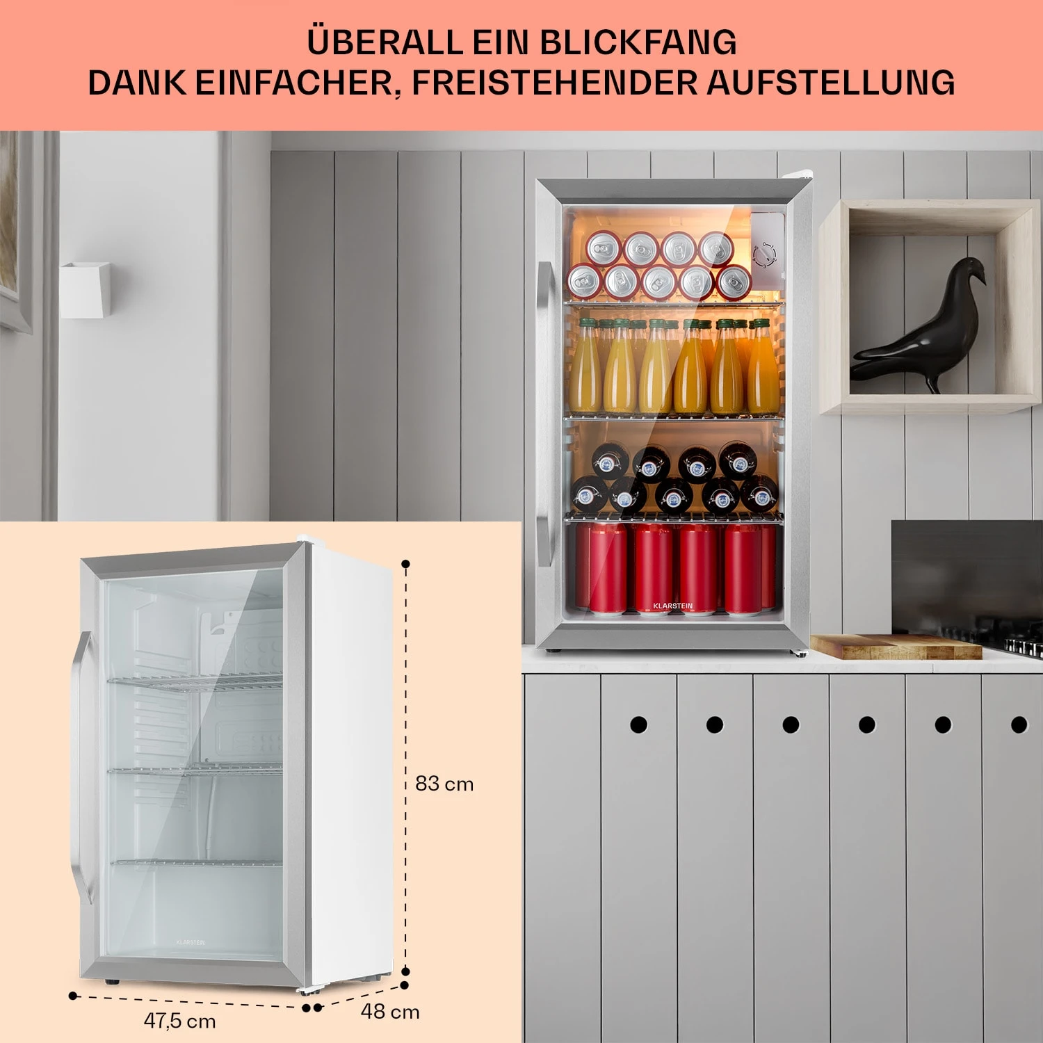 Beersafe XXL Crystal White Kühlschrank 80 Ltr Panoramaglas Edelstahl 6 Beersafe XXL Crystal White Kühlschrank 80 Ltr Panoramaglas Edelstahl – Bild 6