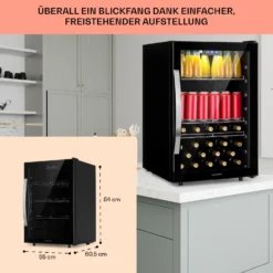 Beersafe 5XL Kühlschrank 148 Liter 3 Böden Panoramaglastür Edelstahl -Küchenzubehör Verkaufsgeschäft 10039512 DE 0006 usp