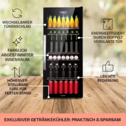 Beersafe 7XL Kühlschrank 242 Liter 5 Böden Panoramaglastür Edelstahl -Küchenzubehör Verkaufsgeschäft 10039513 DE 0005 usp