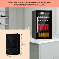 Beersafe 3XL Onyx Kühlschrank 98 Liter 4 Böden Panoramaglastür -Küchenzubehör Verkaufsgeschäft 10039655 DE 0006 usp