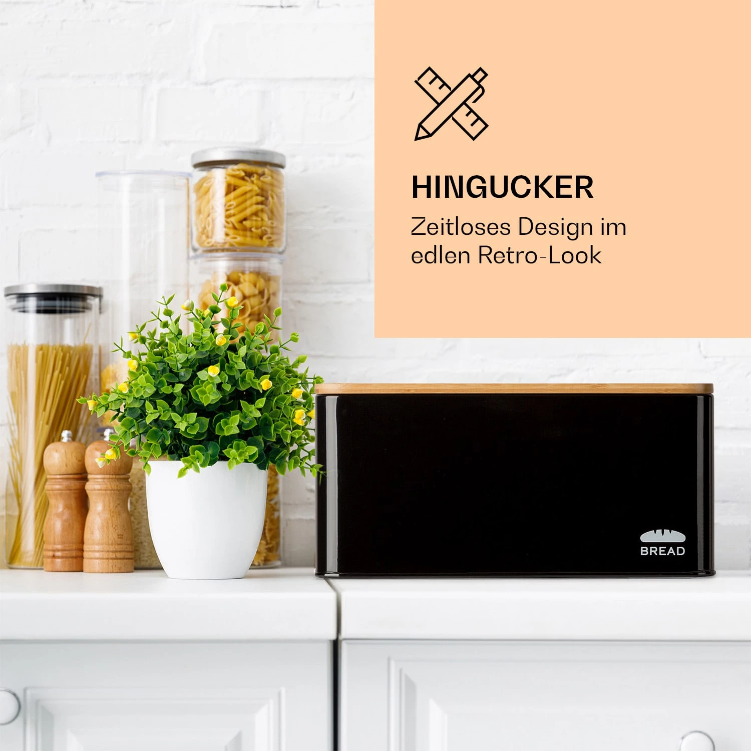 Oklahoma Brotkasten Metall 35,5x15,5x23 Cm Bambus-Deckel Schneidebrett 2 Oklahoma Brotkasten Metall 35,5x15,5x23 Cm Bambus-Deckel Schneidebrett – Bild 2