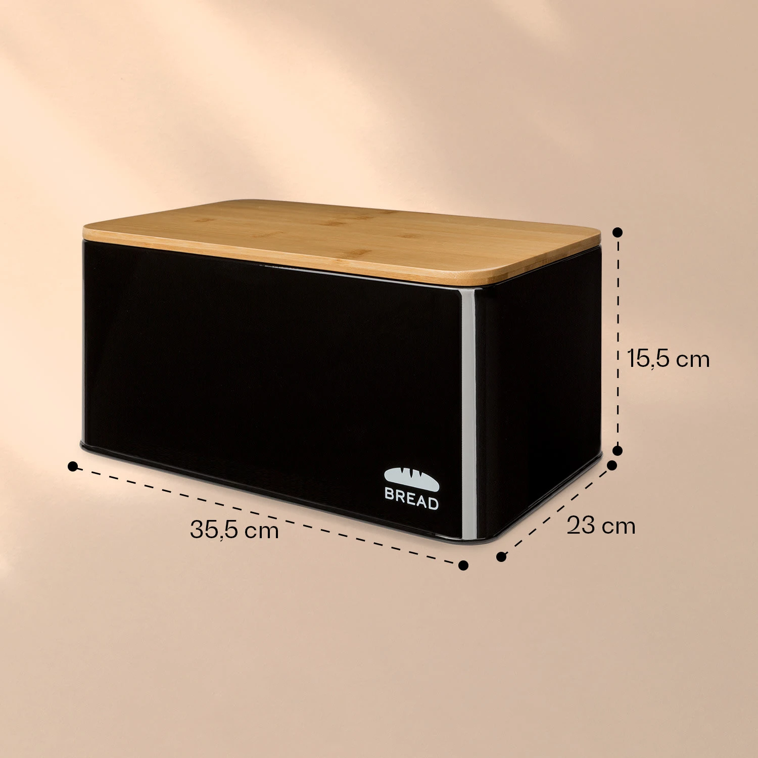 Oklahoma Brotkasten Metall 35,5x15,5x23 Cm Bambus-Deckel Schneidebrett 5 Oklahoma Brotkasten Metall 35,5x15,5x23 Cm Bambus-Deckel Schneidebrett – Bild 5
