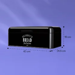 Delaware Brotkasten Metall 42 X 16 X 24,5 Cm Klappdeckel Lüftungslöcher -Küchenzubehör Verkaufsgeschäft 10039909 yy 0006 dimensions