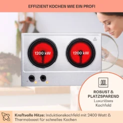 Ramsey Doppel-Kochfeld 2400W 11 Leistungsstufen Glaskeramik -Küchenzubehör Verkaufsgeschäft 10040070 de 0003 usp