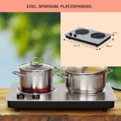 Ramsey Doppel-Kochfeld 2400W 11 Leistungsstufen Glaskeramik -Küchenzubehör Verkaufsgeschäft 10040070 de 0006 usp