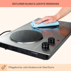 Ramsey Doppel-Kochfeld 2400W 11 Leistungsstufen Glaskeramik -Küchenzubehör Verkaufsgeschäft 10040070 de 0008 usp