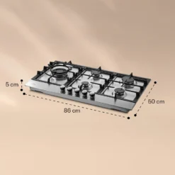 Ignito Chef Edition 5 Zonen Gaskochfeld 5-flammig Sabaf-Brenner Glaskeramik -Küchenzubehör Verkaufsgeschäft 10040147 yy 0007 dimensions