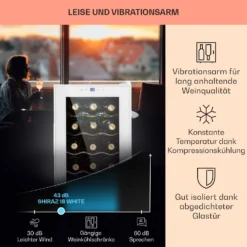 Shiraz 18 Slim Uno Weinkühlschrank 50l 18Fl Touch-Bedienfeld 5-18°C -Küchenzubehör Verkaufsgeschäft 10040215 de 0004 usp