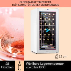 Shiraz 28 Uno Weinkühlschrank 74l 28Fl Touch-Bedienfeld 5-18°C -Küchenzubehör Verkaufsgeschäft 10040218 de 0003 usp
