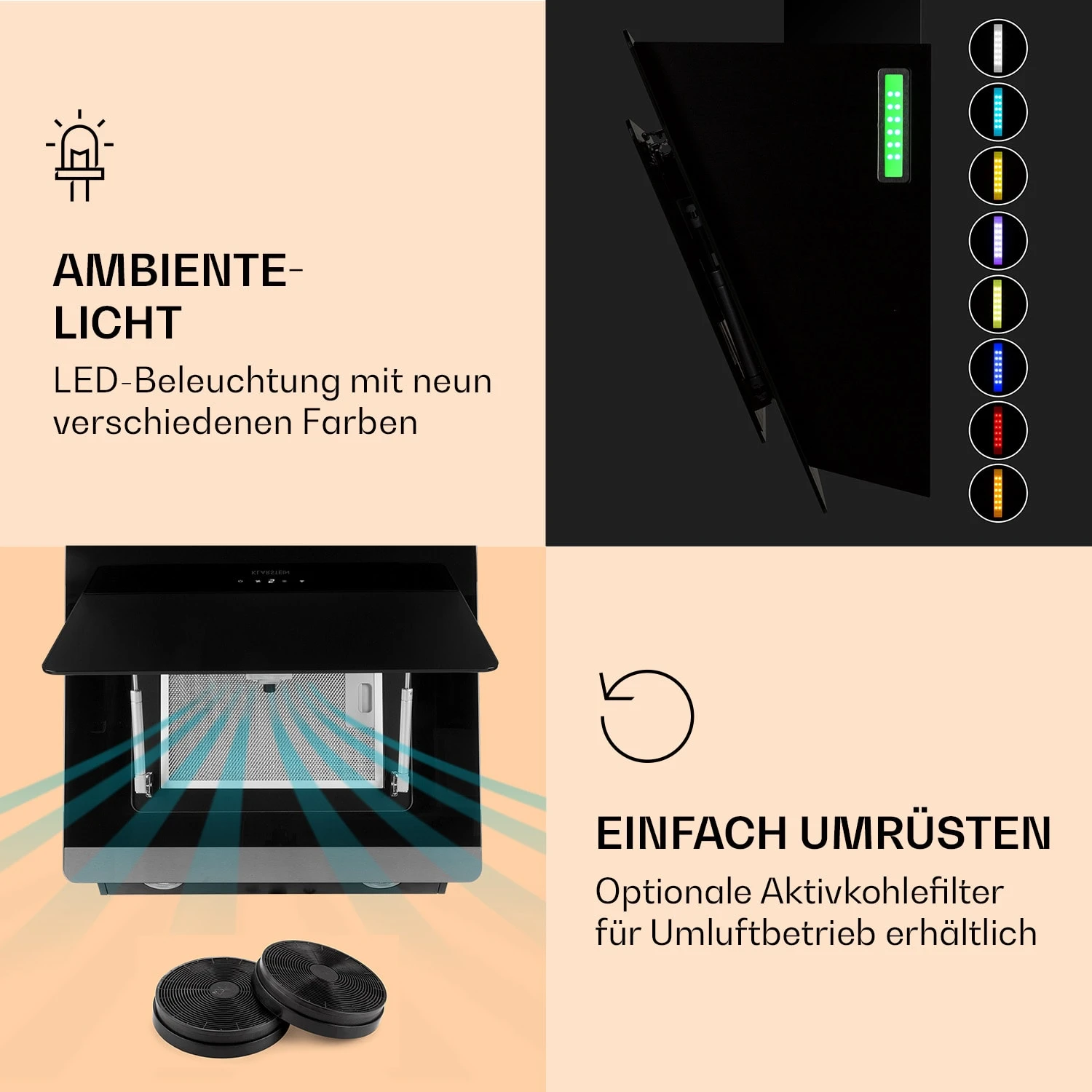 Aurora 60 Smart Dunstabzugshaube 550 M³/h 60cm Kopffrei Ambiente-Licht EEC A++ 5 Aurora 60 Smart Dunstabzugshaube 550 M³/h 60cm Kopffrei Ambiente-Licht EEC A++ – Bild 5