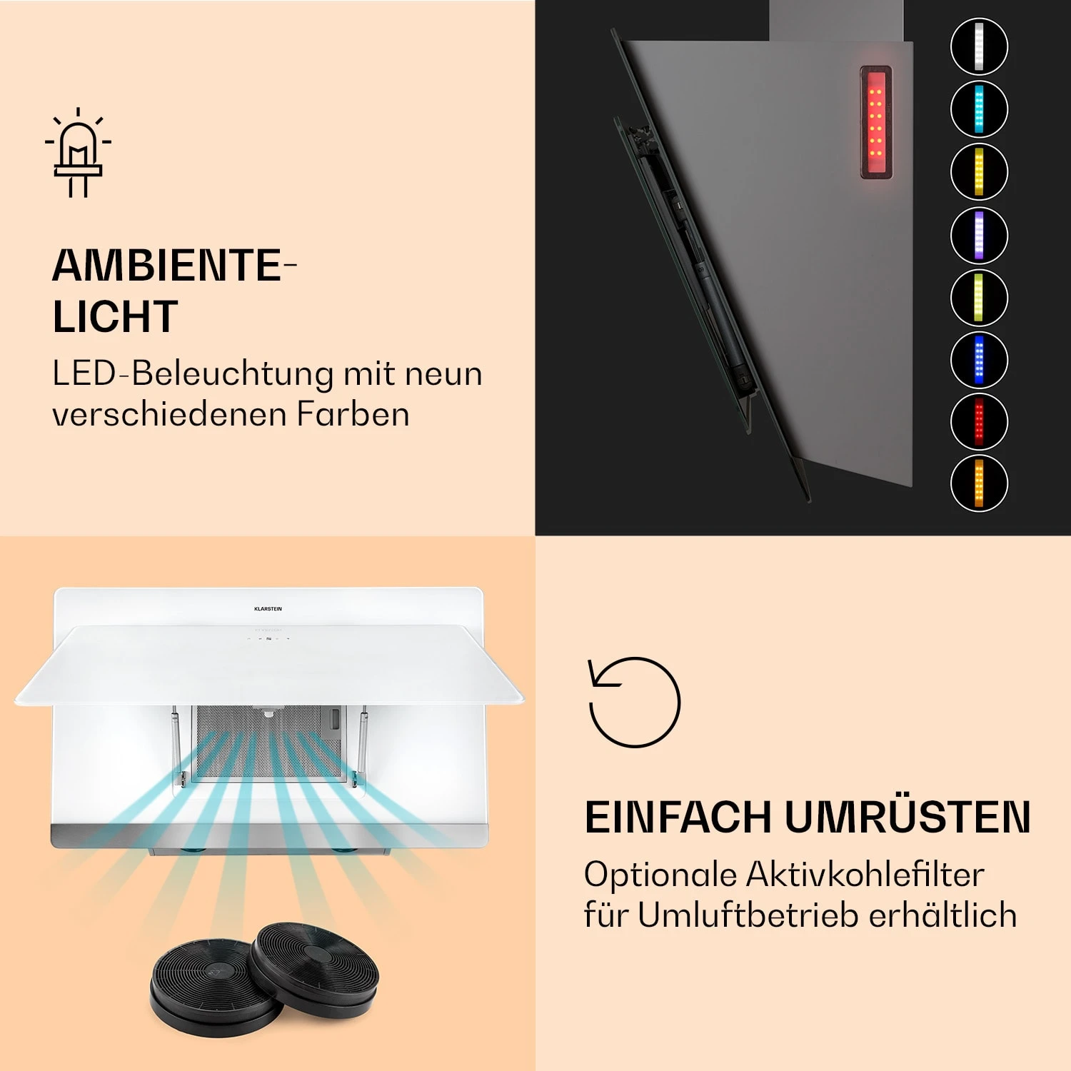 Aurora 90 Smart Dunstabzugshaube 550 M³/h 90cm Kopffrei Ambiente-Licht EEC A++ 5 Aurora 90 Smart Dunstabzugshaube 550 M³/h 90cm Kopffrei Ambiente-Licht EEC A++ – Bild 5
