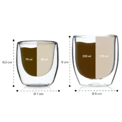 Glaswerk Mirano Doppelwandige Thermogläser Set Handgemacht Borosilikatglas -Küchenzubehör Verkaufsgeschäft 10040321 yy 0007 dimensions