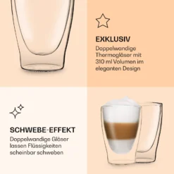 DUOS Doppelwandiges Glas | Thermoglas | 310 Ml | Trinkglas | Espressoglas, Teeglas, Shotglas | Für Heiße Und Kalte Getränke | Borosilikatglas| Hitze- Und Kältebeständig | Handgemacht | Spülmaschinenfest | Schwebe-Effekt -Küchenzubehör Verkaufsgeschäft 10040372 de 0006 logo