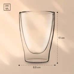 DUOS Doppelwandiges Glas | Thermoglas | 310 Ml | Trinkglas | Espressoglas, Teeglas, Shotglas | Für Heiße Und Kalte Getränke | Borosilikatglas| Hitze- Und Kältebeständig | Handgemacht | Spülmaschinenfest | Schwebe-Effekt -Küchenzubehör Verkaufsgeschäft 10040372 yy 0007 logo