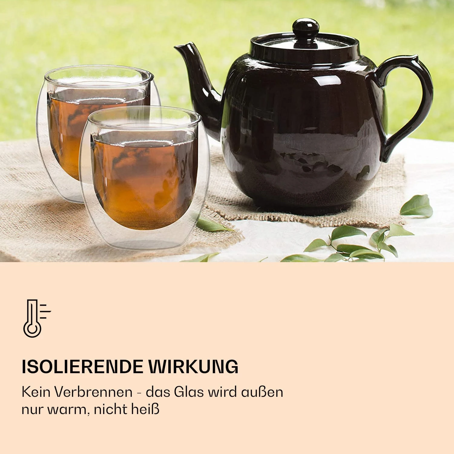 DUOS Jumbo Doppelwandiges Glas 310 Ml Thermofunktion Edelstahl-Löffel 2 DUOS Jumbo Doppelwandiges Glas 310 Ml Thermofunktion Edelstahl-Löffel – Bild 2