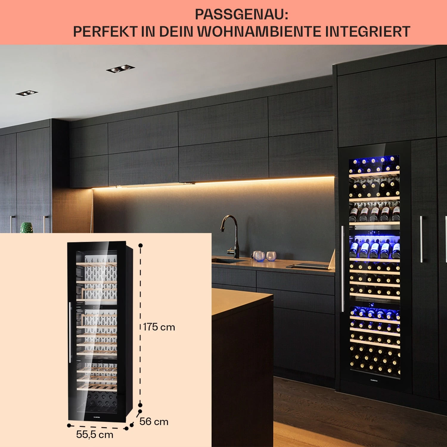 Vinsider 89 Built-In Trio Built-In Weinkühlschrank 5 – 18 °C Touch-Bedienfeld Holzregale 6 Vinsider 89 Built-In Trio Built-In Weinkühlschrank 5 – 18 °C Touch-Bedienfeld Holzregale – Bild 6