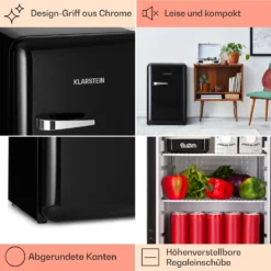 Audrey Retro-Kühlschrank 70 Liter 3 Regale 2 Türfächer Innenbeleuchtung -Küchenzubehör Verkaufsgeschäft 10040739 de 0004 logo