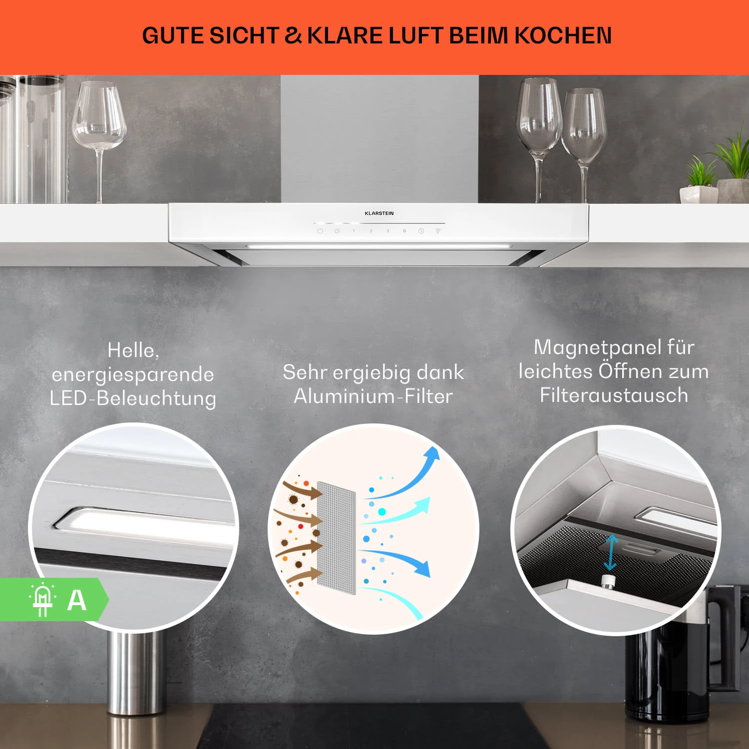 Alinea 60 Dunstabzugshaube 60cm Wandhaube WiFi A++ 500m³/h Touch 4 Alinea 60 Dunstabzugshaube 60cm Wandhaube WiFi A++ 500m³/h Touch – Bild 4