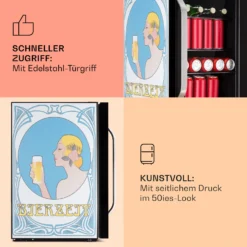 Beersafe 70 Bierzeit Edition Kühlschrank 70 Ltr 3 Böden Glas Edelstahl -Küchenzubehör Verkaufsgeschäft 10041176 de 0004 usp