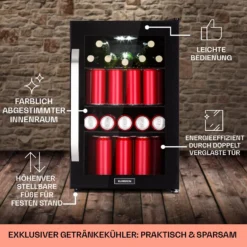 Beersafe 70 Bierzeit Edition Kühlschrank 70 Ltr 3 Böden Glas Edelstahl -Küchenzubehör Verkaufsgeschäft 10041176 de 0006 usp